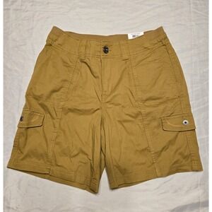 Style & Co Womens Mid Rise Zig Zag Stitch Cargo Look Shorts Barley Brown NWT